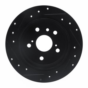 Lexus ES300 Brake Rotor (1) - Rear Right - R1 Concepts - Drilled & Slotted - Black - `92-`03